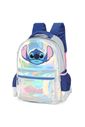 Kit Escolar Infantil com Mochila de Ombro, Lancheira e Estojo Grande Holográfico Stitch Prata