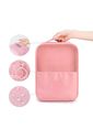 Kit de Mala Pequena de Bordo 10 kg Croácia  Bege, Porta Sapato Rosa, Kit Frasco 7 Peças Rosa e Tag Good Travel Rosa