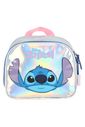 Kit Mochila Escolar Infantil com Estojo e Lancheira Holográfica Stitch Prata