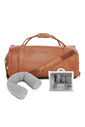 Kit Bolsa de Viagem 9 em 1 Marrom, Kit Frasco 7 Pecas e Almofada de Pescoço Cinza Kit Bolsa de Viagem 9 em 1 Marrom, Kit Frasco 7 Pecas e Almofada de Pescoço Cinza