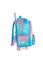 Mochila com Rodinhas Escolar Infanti Stitch Happy em Plush com Glitter Azul