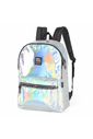 Mochila Escolar Juvenil Feminina Holográfica Prata