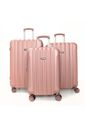 kit de Malas de Viagem com 3 Peças Glam Rosa Metalico