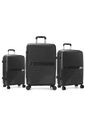 Kit Mala de Viagem 3 Peças em Polipropeleno Granada Preta com Expansor Kit Mala de Viagem 3 Peças em Polipropeleno Granada Preta com Expansor