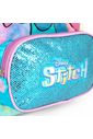 Mochila Escolar Infantil Stitch Happy em Plush com Glitter Azul