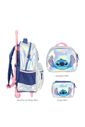 Kit Mochila Escolar Infantil com Estojo e Lancheira Holográfica Stitch Prata