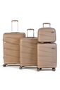 Kit de Malas de Viagem 3 Peças e Frasqueira em Polipropileno Ibiza Maloa Champanhe