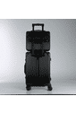 Conjunto Mala de Viagem Pequena de Bordo 10kg Policarbonato ABS Noruega Maloa Preto