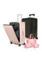 Kit Malas de Bordo 10kg Belgica Maloa Rosa e Preto em Policarbonato com Kit Washbag Rosa Kit Malas de Bordo 10kg Belgica Maloa Rosa e Preto em Policarbonato com Kit Washbag Rosa