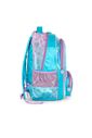 Mochila Escolar Infantil Stitch Happy em Plush com Glitter Azul
