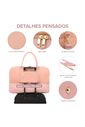 Bolsa de Viagem em Lona com Couro Sintético Glam Rosa