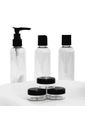 Kit de Frascos e Nécessaire para Viagem 7 Peças Transparente Preto