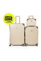 Compre Kit de Malas de Viagem Toronto Bege Media 23kg, Grande 32kg e Frasqueira e GANHE 2 Capas Transparentes Cinza