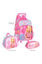 Kit Mochila Escolar Infantil com Estojo e Lancheira Barbie Violeta