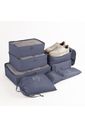 Kit de Mala Pequena de Bordo Suécia Preta e Branca com Organizador de Malas Colorful Life Cinza e Bege