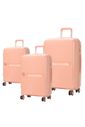 Kit Mala de Viagem 3 Peças em Polipropeleno Granada Salmão com Expansor Kit Mala de Viagem 3 Peças em Polipropeleno Granada Salmão com Expansor