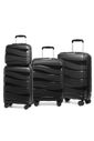 Kit de Malas de Viagem 3 Peças e Frasqueira em Polipropileno Ibiza Maloa Preto Kit de Malas de Viagem 3 Peças e Frasqueira em Polipropileno Ibiza Maloa Preto