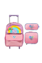 Kit Mochila Escolar Infantil com Estojo e Lancheira Arco Iris Rosa