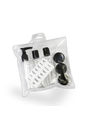 Kit de Frascos e Nécessaire para Viagem 7 Peças com Adesivos de Identificação Preto Kit de Frascos e Nécessaire para Viagem 7 Peças com Adesivos de Identificação Preto