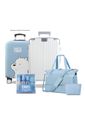 Kit de Mala Pequena de Bordo 10 kg Brasil Branco, Bolsa Journey Azul, Kit Frascos 9 Peças Celeste e Capa de Mala Urso sem Curso Azul Kit de Mala Pequena de Bordo 10 kg Brasil Branco, Bolsa Journey Azul, Kit Frascos 9 Peças Celeste e Capa de Mala Urso sem Curso Azul
