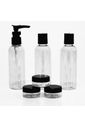 Kit de Frascos e Nécessaire para Viagem 7 Peças com Adesivos de Identificação Preto Kit de Frascos e Nécessaire para Viagem 7 Peças com Adesivos de Identificação Preto
