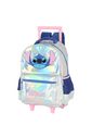 Mochila com Rodinhas Escolar Infantil Holográfica Stitch Prata