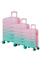 Kit de Mala de Viagem 3 Peças Gradiente Colors Policarbonato Com ABS Rosa Com Verde Kit de Mala de Viagem 3 Peças Gradiente Colors Policarbonato Com ABS Rosa Com Verde