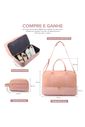Bolsa de Viagem em Lona com Couro Sintético Glam Rosa