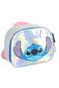 Kit Escolar Infantil com Lancheira e Estojo Grande Holográfico Stitch Prata