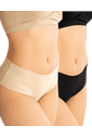 Kit 2 Calcinhas Tanga Alta Corte a Laser – Preto e Bege Kit 2 Calcinhas Tanga Alta Corte a Laser – Preto e Bege