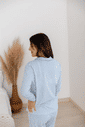 Pijama Listrado Manga Longa com Abertura Frontal