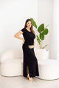 Vestido Gestante Longo Canelado de Amamentar