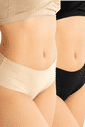 Kit 2 Calcinhas Tanga Alta Corte a Laser – Preto e Bege