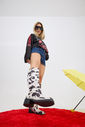 MEL - BOTA FEMININA CANO LONGO VACA PRETO E BRANCO MEL - BOTA FEMININA CANO LONGO VACA PRETO E BRANCO