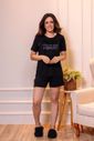 Pijama Feminino de Manga em Viscolycra com Deatalhes em Renda e Silk