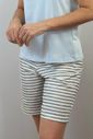  Pijama Regata com Detalhes em Renda e Bermudao Familia Listrada em Algodão