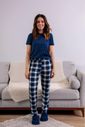 Pijama  Feminino Meia Estação Xadrez em Suede 