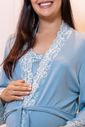 Robe  em Viscolycra com Manga Três Quartos com Detalhes em Renda