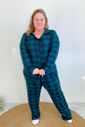 Pijama Americano Plus Size em Suede Xadrez 