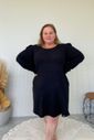Vestido Tricot Felpado Plus Size Mangas Bufantes Linha Easywear