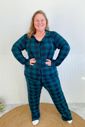 Pijama Americano Plus Size em Suede Xadrez 