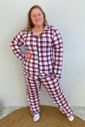 Pijama Americano Plus Size em Suede Xadrez 
