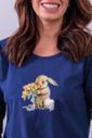Pijama Longo Feminino em Algodão com Detalhe Pompom