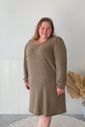 Vestido Tricot Felpado Plus Size Mangas Bufantes Linha Easywear