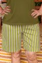 Pijama Regata com Detalhes em Renda e Bermudao Familia Listrada em Algodão