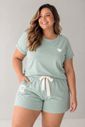 Pijama Feminino Plus Size em Algodão Detalhe Coração 
