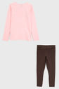 Conjunto 2pçs Kyly Longo Infantil Menina Rosa/Marrom Conjunto 2pçs Kyly Longo Infantil Menina Rosa/Marrom