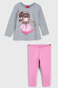 Conjunto 2pçs Kyly Longo Infantil Menina Cinza/Rosa Conjunto 2pçs Kyly Longo Infantil Menina Cinza/Rosa