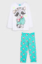 Pijama Kyly Longo Infantil Guaxinim Branco/Verde Pijama Kyly Longo Infantil Guaxinim Branco/Verde