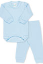 Conjunto 2 peças bebê RoseBud. Body manga longa em malha canelada,
